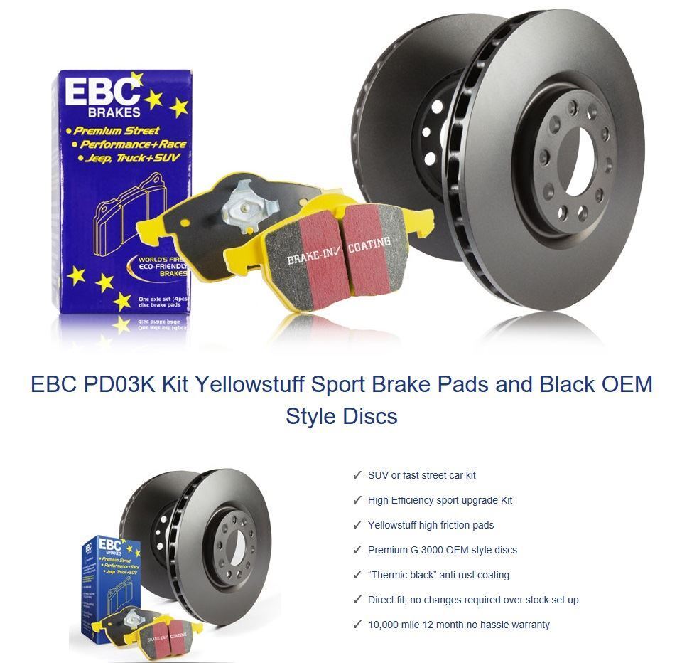 EBC Brakes Yellowstuff Pads & Discs (Front) for Tesla Model S (12-17) - PD03KF1557
